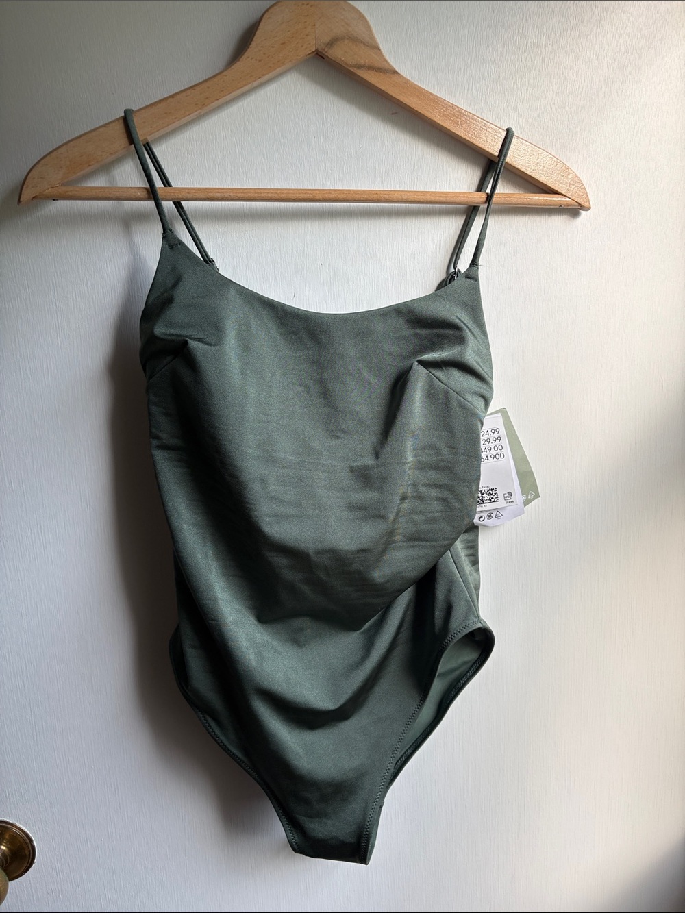H&M Olive Green One-Piece Swimsuit with Adjustable Straps